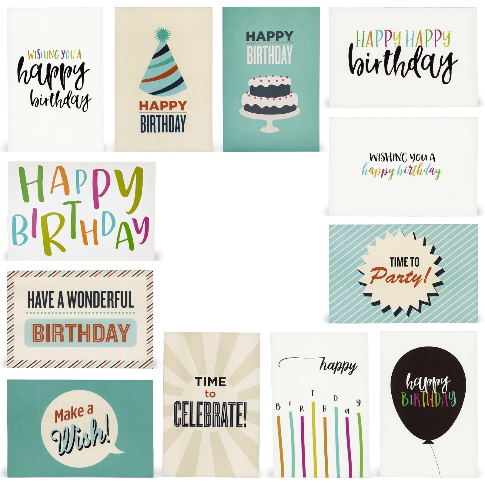Photo 1 of BEST PAPER GREETINGS Birthday Cards Bulk - 4x6 In, Pack of 120, Multicolor Assorted - Blank Cards with Envelopes & Happy Birthday Stickers for Crafts & Mailing
