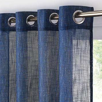 Amazon Com Nicetwon Printed Faux Linen Sheer Curtains