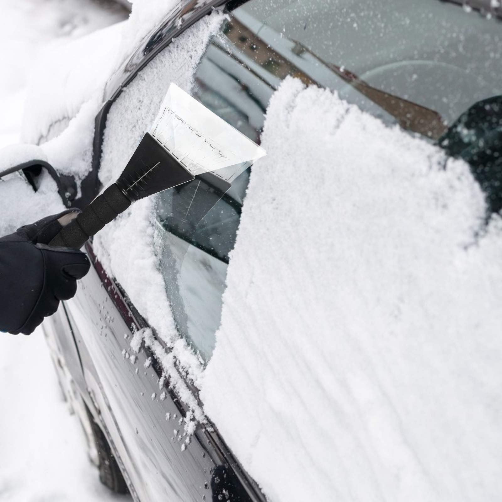 TAZEMAT Snow Scraper with Glove Waterproof Ice Scraper Mitt for Car Windscreen Windshield Window Snow Scraper Removal Glove with Elastic Wristband Antifreeze Ice Scraping Mitten Shovel Tool (Black)