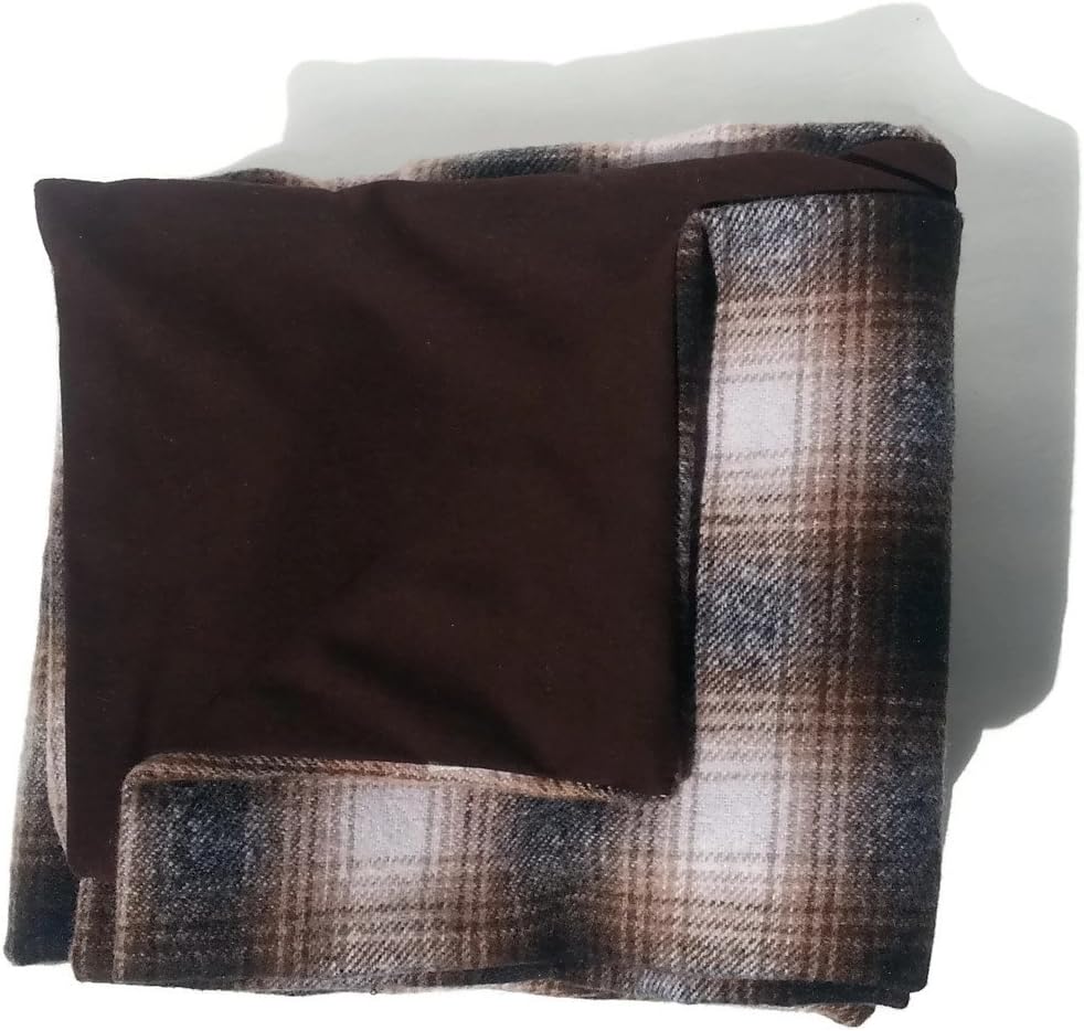 Vintage Style Dark Brown Tweed Wool Plaid Throw Blanket