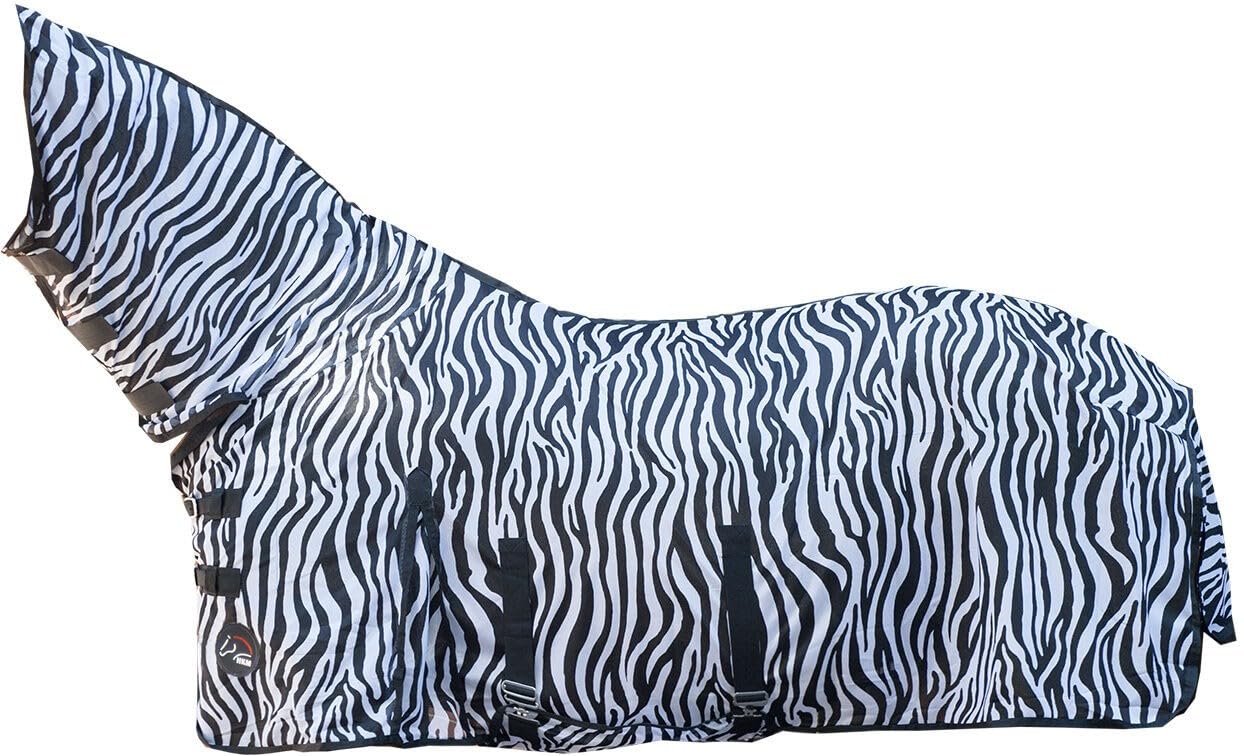 HKM Fly rug -Zebra- with neck EU145/UK6'4/US 77 White/Black