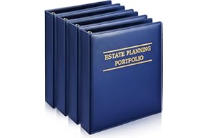 Skyygemm Estate Planning Portfolio Binder PU Leather 3 Ring Binders with Gold Title and Index Tab Dividers, 11'' x 11.8'' x 2.4'' Estate Planning Organizer(Blue)
