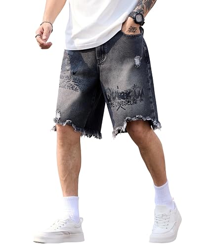 Ponitrack Reverse Pocket Jorts Men Y2k Embroidered Denim Shorts
