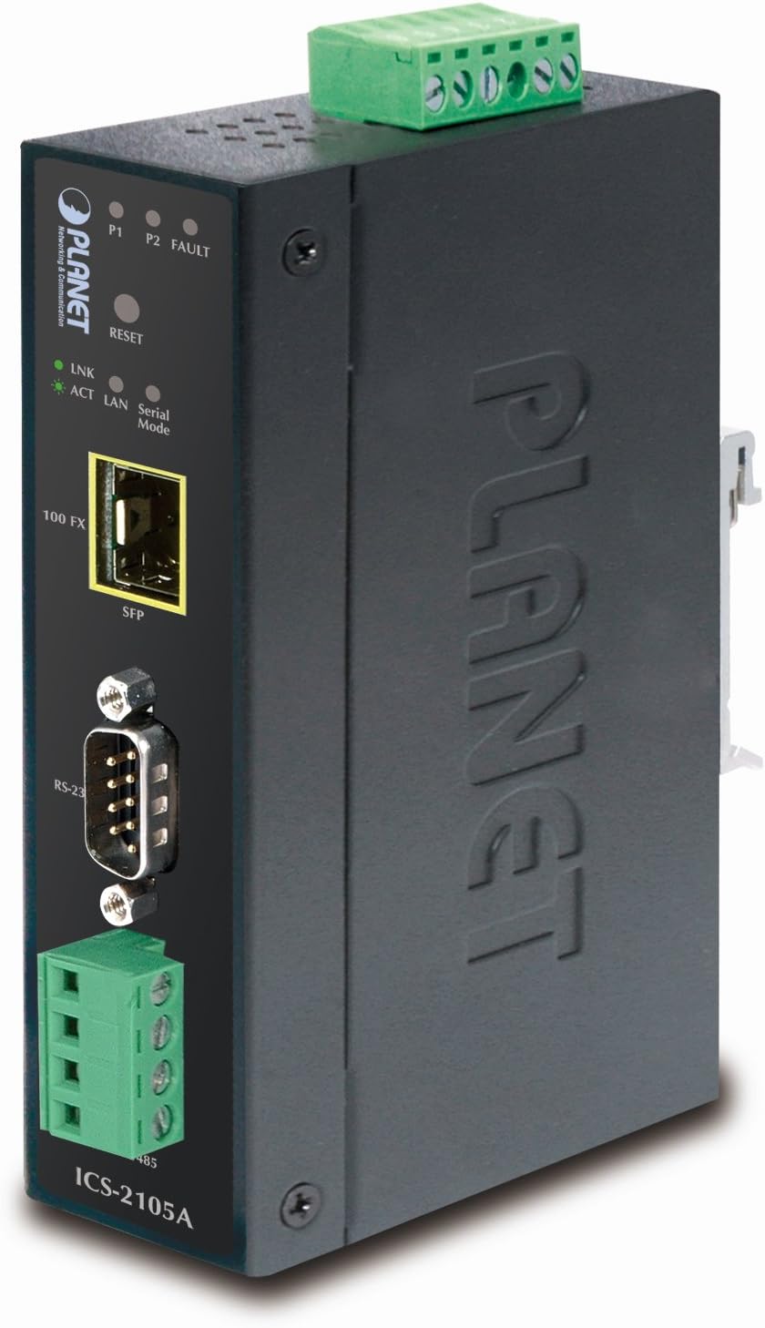 PLANET ICS-2105A / Industrial RS-232/RS-422/RS-485 over 100Base-FX Media Converter (Fiber, Vary on SFP module)