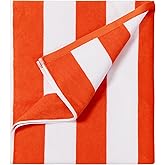 LULUHOME Large Oversized Beach Towel - Big Cotton 36 x 70 Inch Striped Pool Towel, Large Cabana Soft Swimming Towel for Adult Men Women,Orange