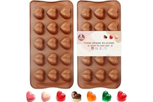 2PCS:Heart Silicone molds– Nonstick Food-Grade Chocolate & Candy Molds for Valentine's Day, Wax Melts, Ice Cubes, Gummy & DIY