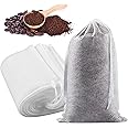 Yzurbu 200pcs Cold Brew Coffee Filter Bags, 2.8‘’ x 3.6'' No Mess Disposable Filter Bag with Drawstring for Coffee Grounds & Loose Teas