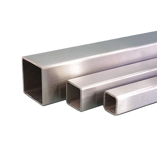 V2A Edelstahl Rohr quadrat/vierkant Oberfläche geschliffen, Korn 240 Länge 1500 mm Abmessungen 40 x 40 x 2 mm