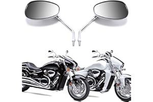 10MM Chrome Motorcycle Handlebar Rearview Side Mirrors Compatible with Honda Kawasaki Suzuki Cruiser Scooter