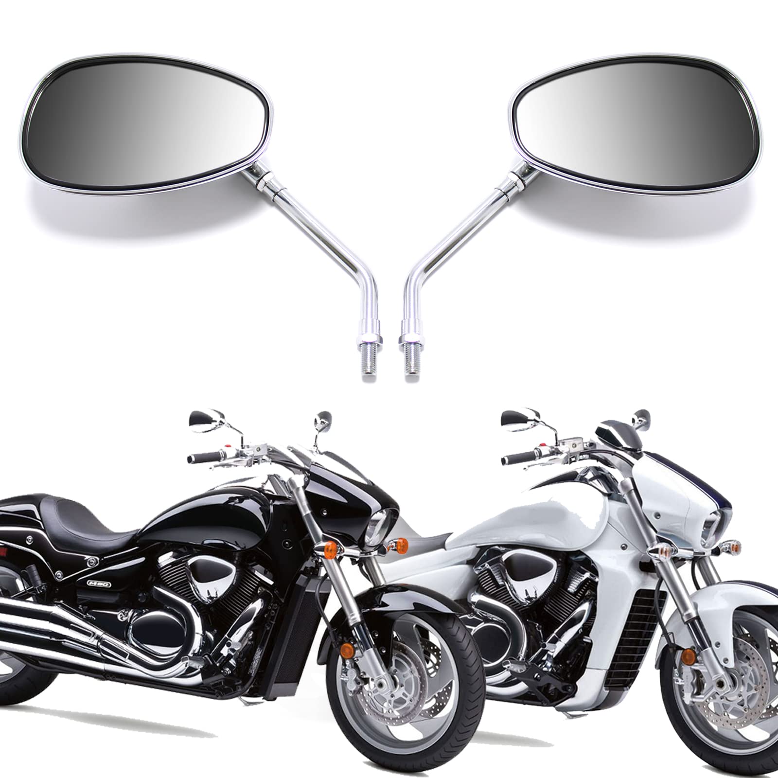 Photo 1 of 10MM Chrome Motorcycle Handlebar Rearview Side Mirrors for Sports Bike Cruiser Chopper Dirt Bike Scooter (Chrome)