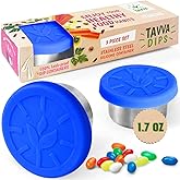 TAVVA 3 X 1.7oz Condiment Containers with Lids - Leakproof w/Silicone Lids - BPA Free - Dishwasher & Freezer Safe - Reusable Salad Dressing Container To Go - Sauce & Dip Cup for Lunchbox, Meal Prep