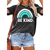 YEXIPO Womens Graphic Tees Short Sleeve Summer Tops Funny Letter Print Crew Neck Casual Loose Cute T Shirts
