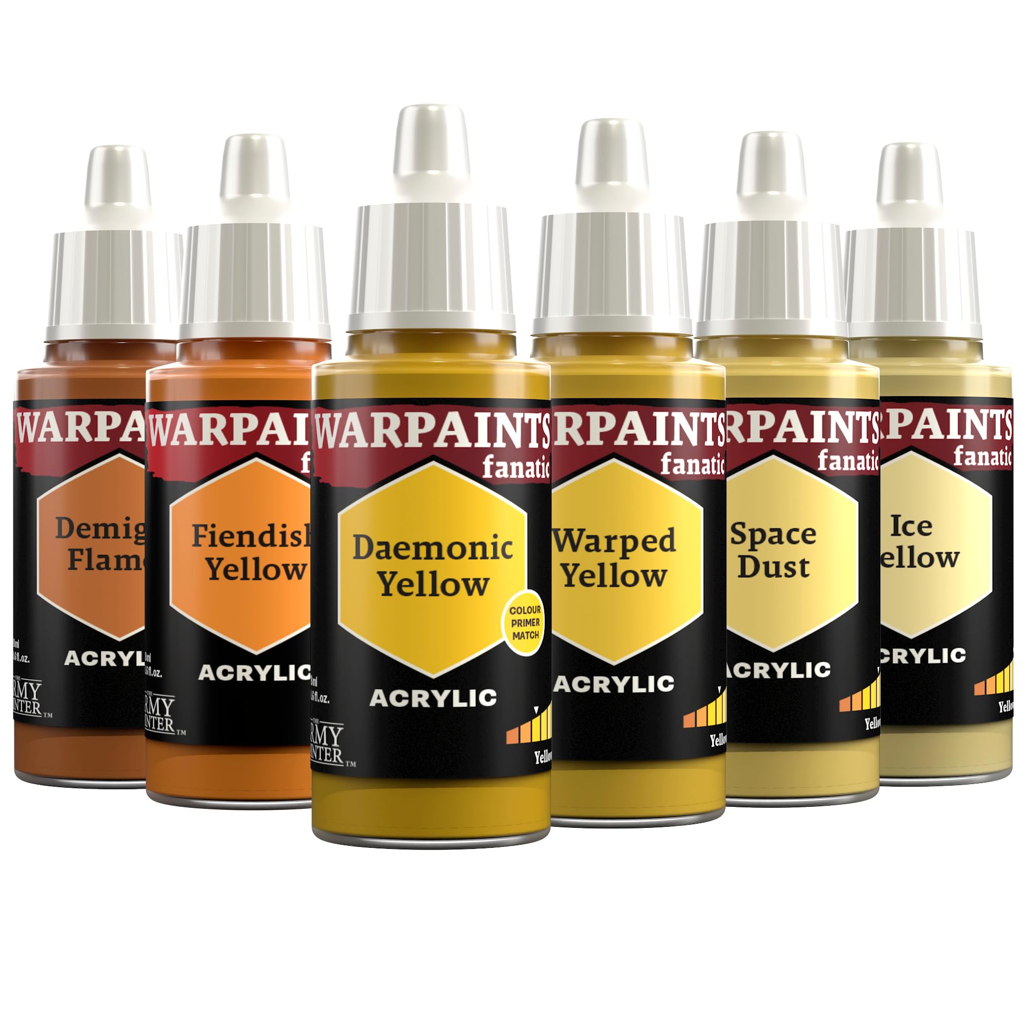 The Army Painter, Warpaints Fanatic Flexible Triad: Yellows, 6 x 18 ml acrylic paints - Miniature quality hobby paint for Dungeons and Dragons (DnD) & Warhammer Miniatures