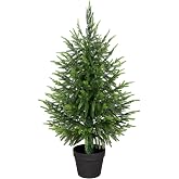 Nafresh 3ft Artificial Norfolk Pine Christmas Tree for Outdoor, 37in Real Touch Faux Norfolk Pine Christmas Tree with Black Pot for Indoor Outdoor Front Porch Home Xmas Decor