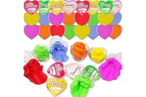 QINGQIU 24 Pack Valentines Day Butter Slime Hearts with Valentines Cards for Kids School Class Classroom Valentines Day Gifts Prizes Party Favors