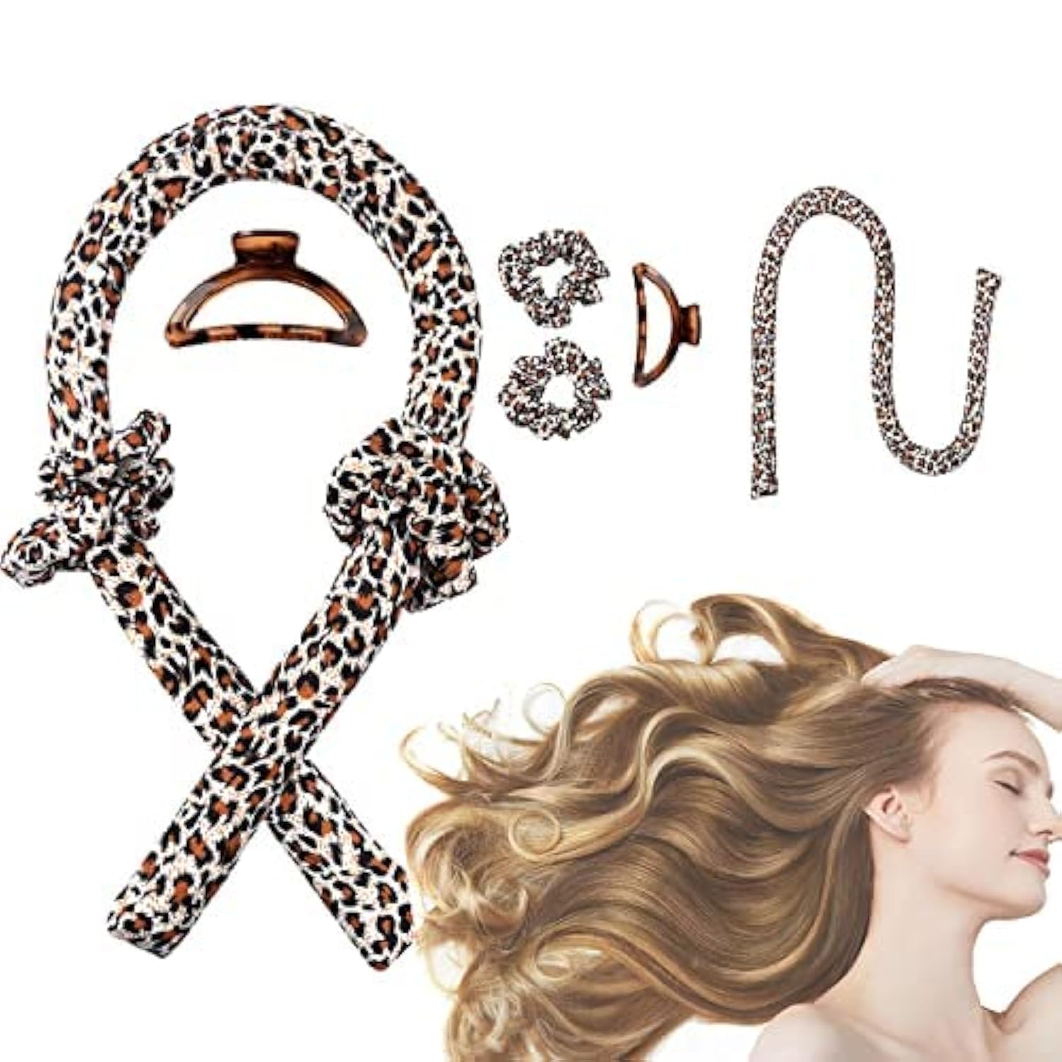 CORATED Silk Heatless Curling Headband for Long Hair - No-Heat Overnight Curler Set with Clips & Scrunchie, Soft DIY Lazy Hair Styling Tools