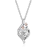 HELORET Dog Paw Print Pendant Birthstone Necklace Bone Love Heart I Love You Forever Paw Necklace for Women Gifts for Dog Owner