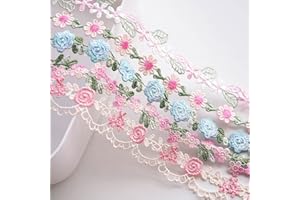 Youmeizer 5.5 Yard(5 Types) Colorful Floral Lace Trim Set 1.1 Yard per Strip for Tiny Clothes Decor, DIY Crafting, Sewing, and Festive Holiday Home Accents Trim （5 Styles Mixed