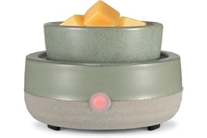 copinpin Wax Melt Warmer, Ceramic Electric Candle Wax Warmer 3-in-1 Oil Burner Fits Yankee Large Jar, Scented Candle Holder for Home Decor Thanksgiving Christmas Day Gifts (02-Light Green)