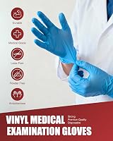 Merrimen Gloves Disposable Vinyl Powder Free Blue Large Box of 100 view 2