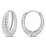 micuco Silver Chunky Hoop Earrings for Women, 18K