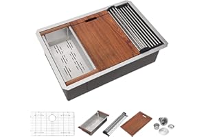 Undermount Kitchen Sinks - Mocoloo 27 Inch Kitchen Sink Undermount 16 Gauge Stainless Steel Single Bowl Workstation All In One Kitchen Sinks With Round Corners