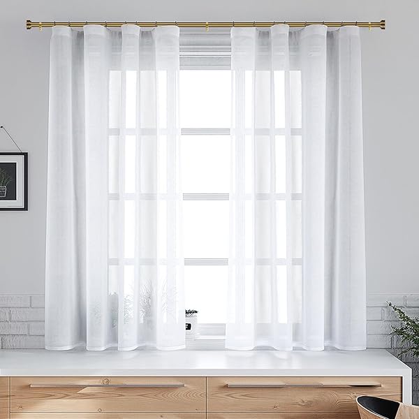 GOLD CURTAIN RODS FOR WINDOWS 18-144 INCH,ADJUSTABLE LENGTH 1 INCH DIAMETER HEAVY DUTY CURTAIN ROD FOR BEDROOM/KITCHEN/DORM/APARTMENT/DOOR