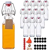 UrSpeedtekLive 12 Pack 8.5oz Swing Top Glass Bottles, 250ML Square Bottles with Airtight Stoppers for Kombucha, Kefir, Vanill