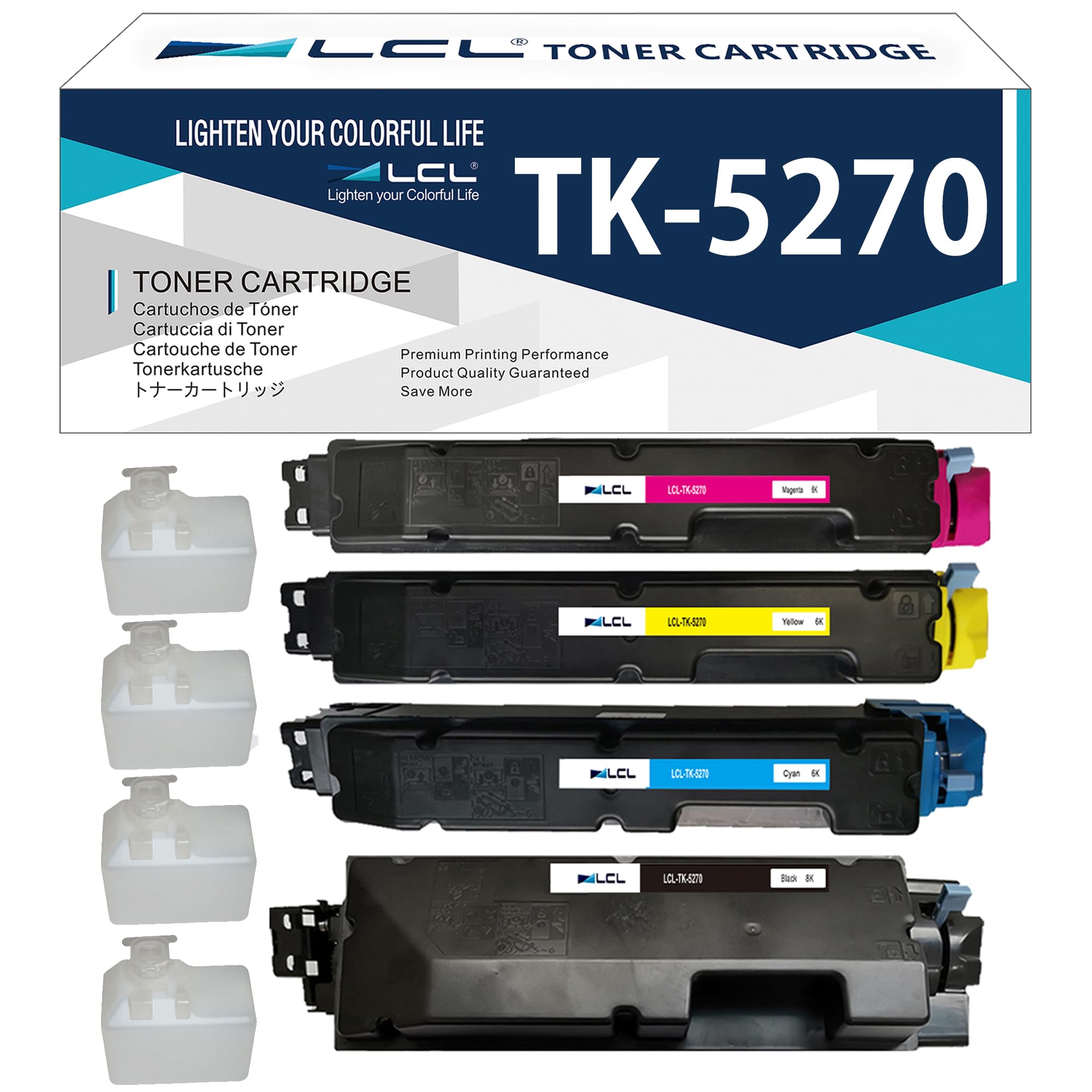 LCL TK5270 Toner Cartridge Replacement for Kyocera ECOSYS M6230cidn M6230cidnt P6230cdn M6630cidn TK-5270 (4 PK Black Cyan Magenta Yellow)