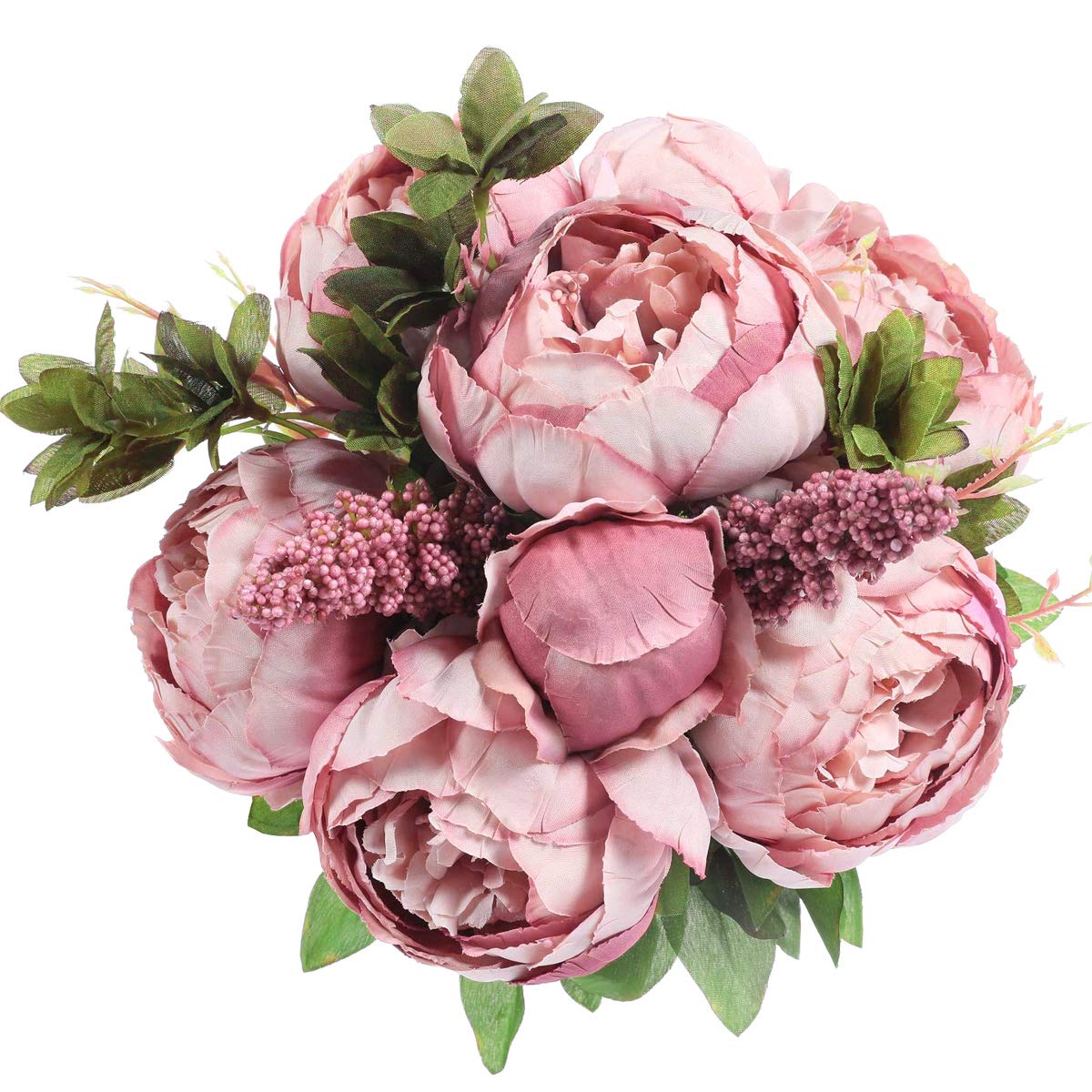 Veryhome Vintage Artificial Peony Silk Flowers Bouquets Wedding Decoration Home Table Kitchen Office Garden Bridal Greenery Plants (Cameo Brown Bud)