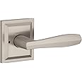Baldwin Torrey, Interior Privacy Door Handle Reversible Lever for Bedroom/Bathroom, Keyless Door Lock With Microban Protection, in Satin Nickel