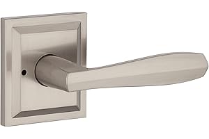 Baldwin Torrey, Interior Privacy Door Handle Reversible Lever for Bedroom/Bathroom, Keyless Door Lock With Microban Protection, in Satin Nickel