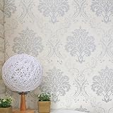 LEPENDOR Silver Damask Peel and Stick Wallpaper 0.45x3m Waterproof Decorative view 4