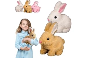 HEARUVE Bunby - My Realistic Bunny, Bunny Realistic Bunny Jumping Twitching, Realistic Bunny Toy Interactive Pet Companion, Bunbi Realistic Bunny, Easter Realistic Moving Rabbit Toy for Kids (2Pcs B)