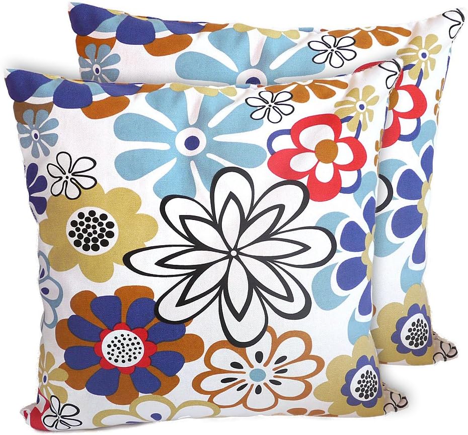 CushionArt Pattana 18x18in Throw Pillow Cushion Cover - Flower Art - Set of 2