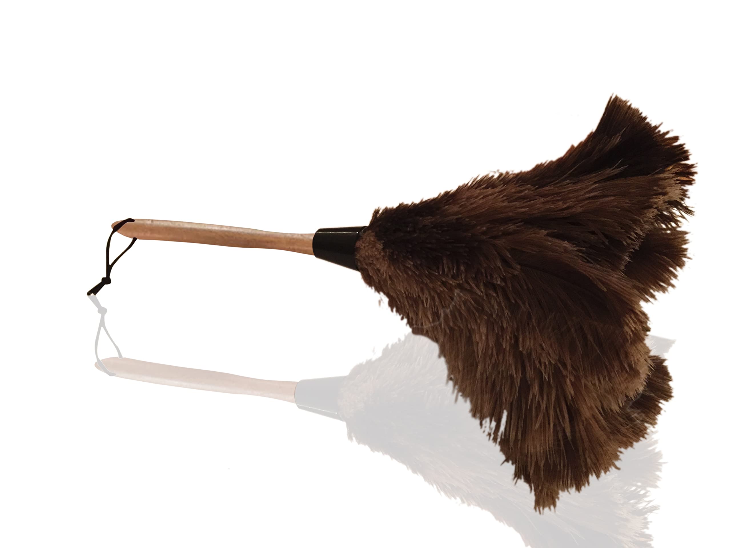 35cm 14'' Premium Quality Genuine Ostrich Feather Duster – Attracts Dust Particles - Thick Soft Feathers - Durable Ergonomic Wooden Handle – Easy Efficient Dusting - 100% Money Back