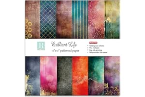 YASMEN Scrapbook Paper Pad 12x12, Foil Floral Patterned Cardstock Paper Pads, Single-Sided Decopodge Paper, Vintage Decorative Craft Paper, Scrapbooking Junk Journal Gift Card Making Supplies - 24Sheet…