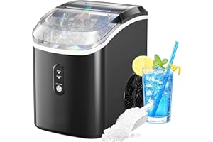 TOTNZ Nugget Ice Maker Countertop, Pellet Ice Machine with Self-Cleaning Function, Produces 33 lbs of Chewable Ice in 24 Hours, Sonic Ice Maker Perfect for Home Kitchens and Offices, Black