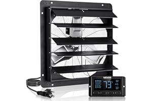 VEVOR 24 inch Shutter Exhaust Fan, Wall Mounted Attic Vent Fan with Smart Programming Variable Speed Temperature Control, 290