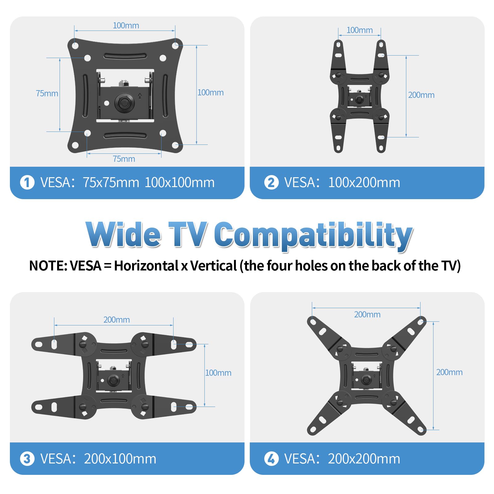 Full Motion TV Wall Mount with Swivel,Extension and Tilt for Most 13-42 inch LED LCD Flat Screen TVs & Monitors, Holds up to 44 lbs,Max VESA 200x200mm