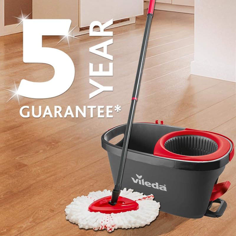 Conjunto de Esfregões Turbo com Caçamba e Máquina Rotativa Ativada por Pedal | Poste telescópico de 65 a 131 cm | | Recarga de Microfibra | Limpeza Profunda com Menos Esforço