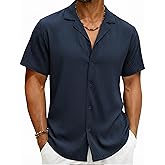 EKLENTSON Men's Cuban Guayabera Shirt Breathable Summer Beach Shirts Button Down Regular Fit Casual Beach Tropical Shirt