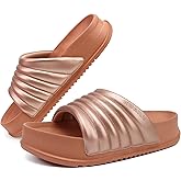 KuaiLu Womens Sandals with Arch Support Orthopedic Comfortable Lightweight Cushion Recovery Slides Summer Fashion Leather Casual Womans Plantar Fasciitis Sandals for Indoor&Outdoor (US Size 6-12)