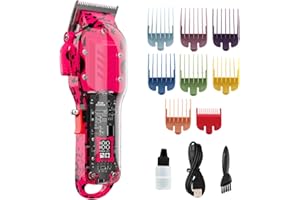 TUANCHUANRP Professional Hair Clippers for Men, Cordless Barber kit for Hair Cutting & Grooming, Pink Hair Clippers Set for Barber Haircut with LED Display 8 Fade Taper Combs