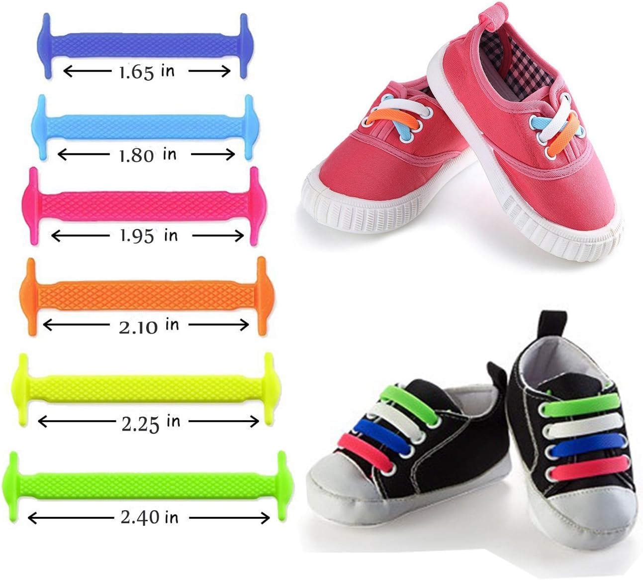 Oumers 4 Pairs No Tie Shoelaces for Kids, Lazy Tieless Silicone Shoelaces Rubber Sneaker Shoelaces, Great: Clothing