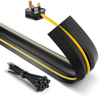 Deeba UK 2M Floor Cable Cover Protector Heavy Duty Wire Non-Slip Yellow Line