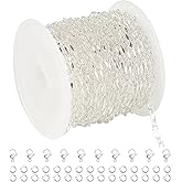 UMAOKANG 16.4 Feet Brass Chain for Jewelry Making Silver Plated Lip Chains Bulk Women Necklace Bracelet DIY Jewelry Supplies