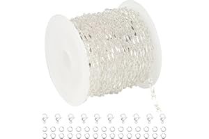 UMAOKANG 16.4 Feet Brass Chain for Jewelry Making Silver Plated Lip Chains Bulk Women Necklace Bracelet DIY Jewelry Supplies