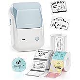 NIIMBOT B1 Label Maker Machine, Thermal Label Printer Easy to Use for Office, Home, Business, Came with 3 Roll Labels(Light Blue)