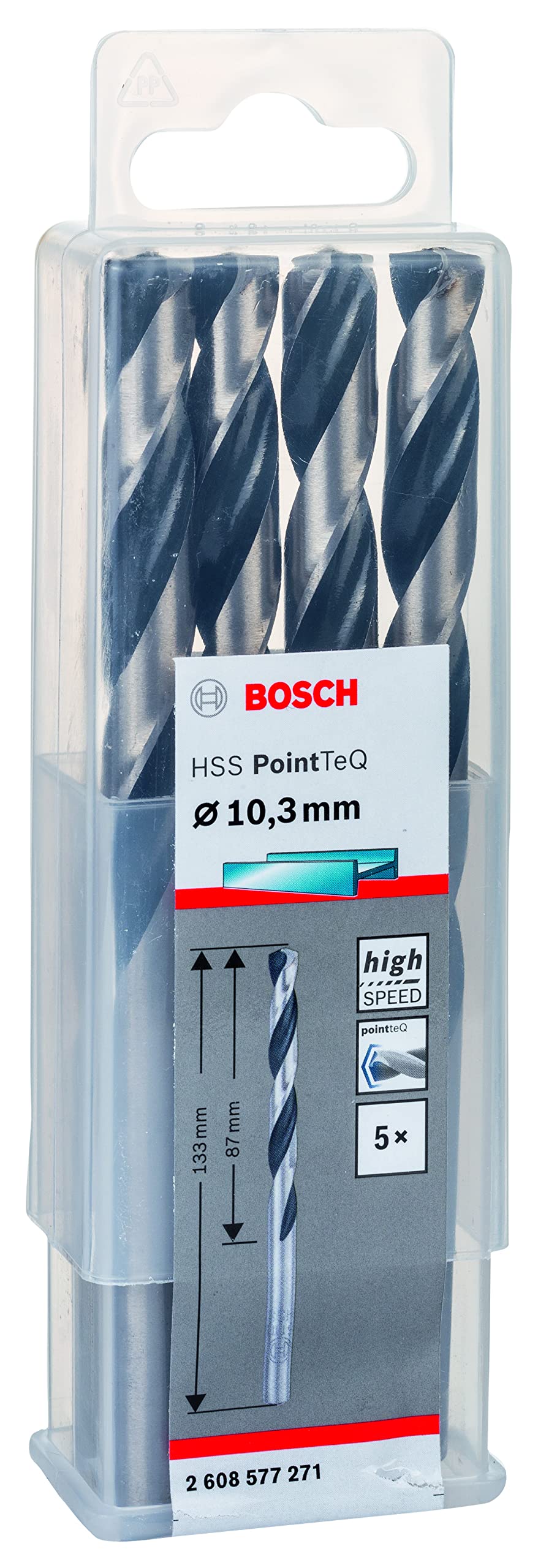Bosch Professional 5-piece PointTeQ HSS Twist Drill Bit (for Metal, 10.3 x 87 x 133 mm, Drill Driver Accessories)
